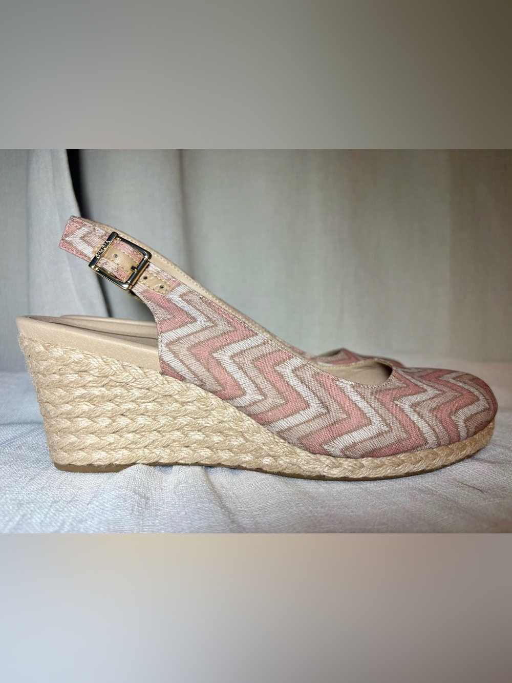 Vionic Coralina Espadrille Wedge Slingback Shoes Dusty Pink Chevron Size 9.5 - Picture 11 of 12